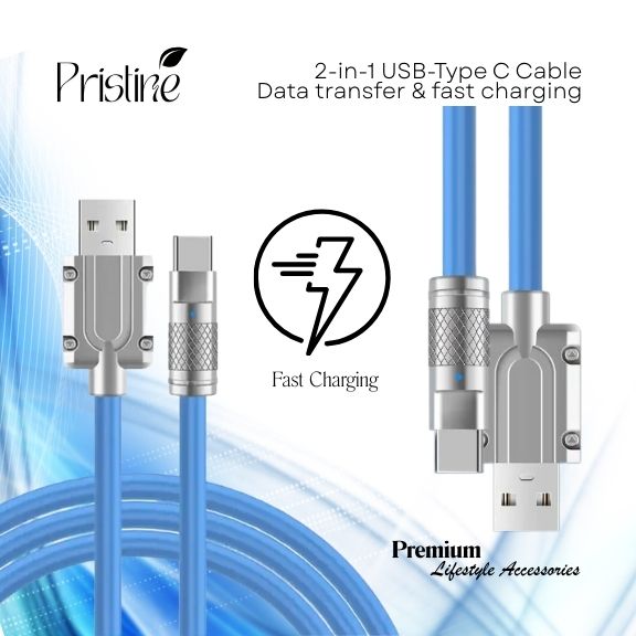 2-in-1 USB-Type C Cable (Blue)